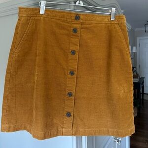 J Crew mustard Corduroy skirt size 14, lined